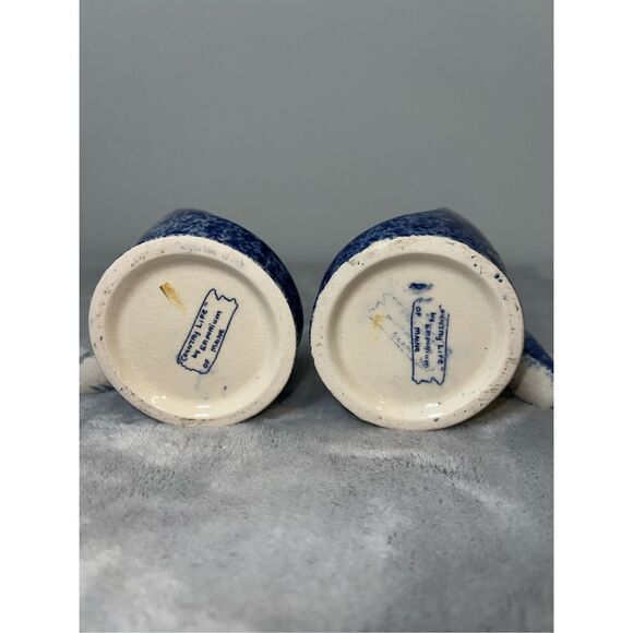 Lot of 2 Cottagecore Fairy Blue Pottery Candleholders - Picture 6 of 9